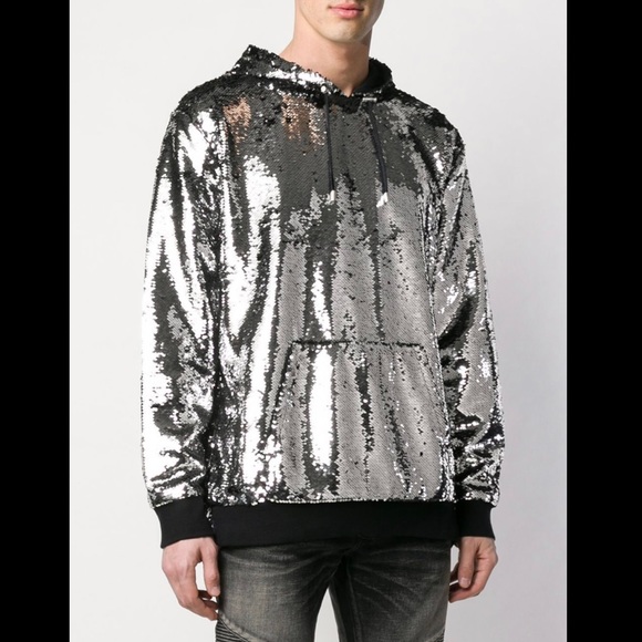 silver sequin hoodie
